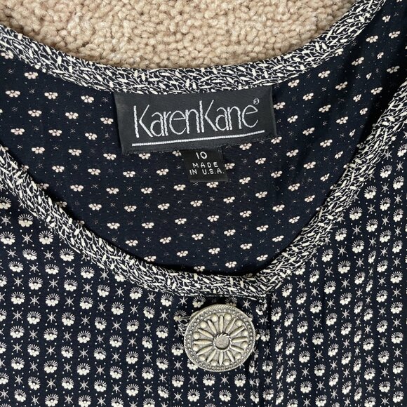 Karen Kane Dress Womens 10 Black White Artsy Bohemian Lagenlook Flowy Maxi Vtg - Picture 5 of 11